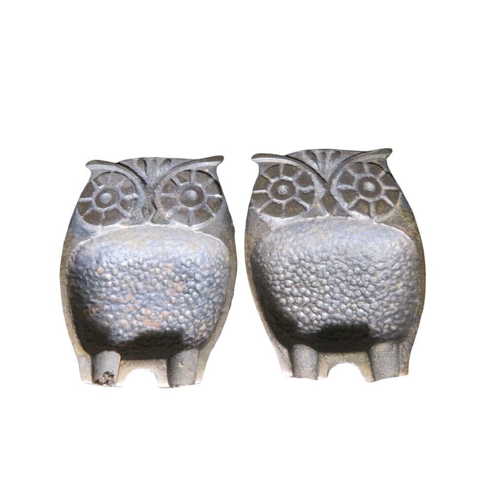 Owl Ashtray 2 Pieces Metal Small Size 3.5x3 Vintage Antique
